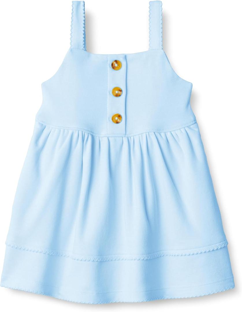 Amazon Essentials x Sofia Grainge Toddlers and Baby Girls' Cotton Casual Fit and Flare Dress (Blue)