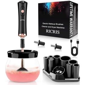 RICRIS Electric Makeup Brush Cleaner and Dryer Machine - Super Fast Clean and Dry Make Up Brushes - Automatic Cosmetic Brush Spinner Washer Tools