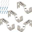 Frienda 4 Pcs Brushed Silver Curtain Rod Support Brackets Adjustable Curtain Rod Hangers for 1 Inch Diameter General Hardware Holders Wall Bracket Hanger Hooks with Screws