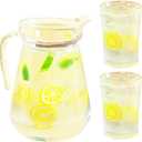 Hemoton Miniature Lemonade Pitcher with Lid 1.1 Inch Glass Bottles Dollhouse Accessories Tiny Drink Cup for Kids Creative Play and Fairy Garden Decor