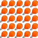 SUNSGNE G40 Orange Incandescent Replacement Light Bulbs, 25 Pack Globe Light Bulbs for E12 Outdoor String Lights, C7/E12 Candelabra Base, 5 Watt, Orange