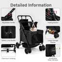 Dog Stroller for Large & Medium Dogs (Up to 66 lbs), Pet Stroller for 2 Small Dogs with Adjustable Handle & Canopy, Sun Shades, Storage Organizer, Oxford Fiber, Foldable & Ventilated