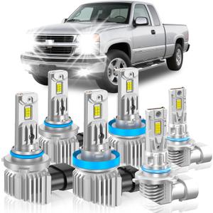Fit for Ford F150 2015-2023 Light Bulbs, High/Low Beam Fog Light Bulbs Combo, 800% Brightness CSP Chips, 6000K White, Efficient Heat Dissipation, Pack of 6