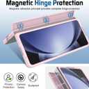 for Samsung Galaxy Z Fold 5 Hand Strap Case, Built-in Screen Protector & Hinge Protection & Camera Cover Kickstand, Military Grade Full Body Shockproof Protective, Pink