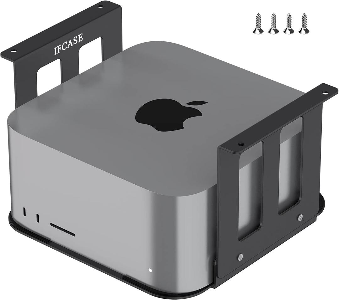 IFCASE Aluminum Under Desk Mount for Mac Studio M4 M3 M2 M1 Max, Ultra with Anti-Scratch Pad (Black)