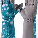 COOLJOB Thorn Proof Rose Pruning Garden Gloves for Women, Long Sleeve Padded Yard Work for Bush, Blackberry, Cactus, Heavy Duty/ Puncture Resistant/ Machine Washable, Large, Green Floral