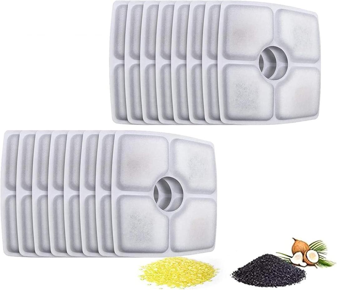 Pet Fountain Filters Replacement for 84oz/2.5L Automatic Cat Water Fountain Dog Water Dispenser, Ion Exchange Resin and Coconut Activated Carbon Replacement Filter For Cat&Dog Water Fountain (16 pack)