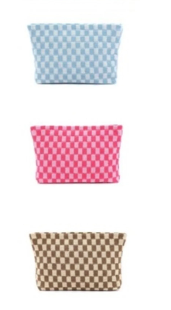 4 Pcs Checkered Makeup Bag Preppy Cosmetic Bag Bulk Pink Black Makeup Pouch Personalize Travel Toiletry Bag Organizer Cute DIY Makeup Brushes Storage Bag for Women