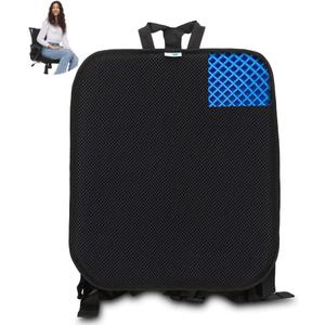 FOMI Premium All Gel Orthopedic Back Cushion | Upper and Lower Thoracic Support Pillow for Wheelchair, Car, Office, Kitchen Chair | Sciatica, Tailbone Pain Relief | Lumbar Backrest and Posture Aid