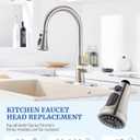 Kitchen Faucet Spray Head Replacement - Pull Down Faucet Sprayer Head with 15 Adapters, 3-Function Kitchen Sink Faucet Head, Replacement Pull Out Faucet Head, Brushed Nickel