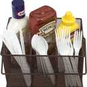 Sorbus Utensil Caddy Silverware, Napkin Holder, and Condiment Organizer Multi-Purpose Steel Mesh CaddyIdeal for Kitchen, Dining, Entertaining, Tailgating, Picnics, and much more (Bronze)
