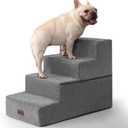 Aodisman Dog Stairs for Bed 18.5" H, 4-Step Dog Steps for Small Dogs and Cats, Indoor Non-Slip Balanced Pet Stairs are Suitable for Puppy, Older Cat,Gery