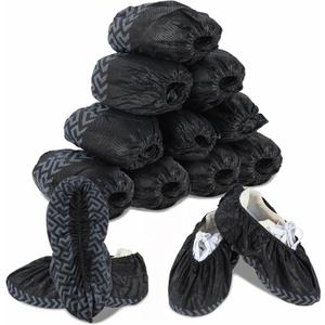 100Pcs Premium Thick Extra Large Disposable Booties & Shoe Covers Non Slip, Reusable Waterproof Foot Booties for Indoors Floor and Carpet, Fits Up to 13 Size