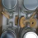 24 oz Mason Jar Cups with Handles, Wide Mouth Iced Coffee Cup with Bamboo Lids & Straws, Large Glass Bottle Mug Drinking Jars Tumbler for Smoothie Cold Water Juice Party Beverages, Set of 4