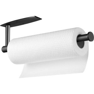 Paper Towel Roll Rack - Under Cabinet Stainless Steel Towel Holder - Black (01)