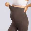 ENERFUL Womens Maternity Leggings with Pockets Workout Legging Pants Buttery Soft Pregnancy Active Wear Yoga Tights (Brown, S)