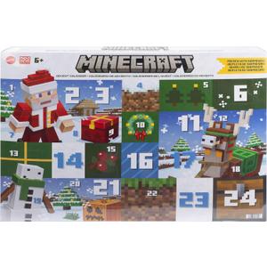 Mattel Minecraft Advent Calendar, 24 Surprises Include 3 Action Figures, 17 Accessories & 4 Stickers, 3-inch Scale & Pixelated Design, Holiday Gift