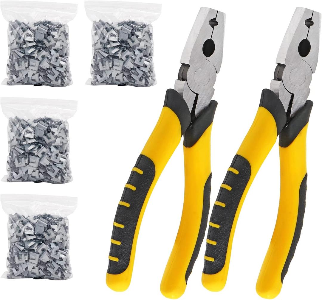 1202 PCS Wire Cage Clips and Pliers Rabbit Chicken Wire Cage Clips J Clips for Wire Cages Hog Ring Pliers Wire Cage Buckle Clips Animal Cage Snap-ring Pliers for Bird Quail Rabbit Chicken Hog Cages