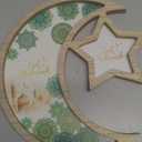 Ramadan Serving Tray Moon Star Eid Mubarak Wood Tray Table Plate Decor Gift Ramadan Platter Decoration for Table Islam Muslim Party Tableware for Home Party Dessert Snack(Green Floral)