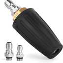 Pressure Washer Tips Turbo Nozzle, 4000 PSI Max. 5000 PSI 360 Rotating Spray Pressure Washer Turbo Tips with 1/4 3/8 Quick Connect for Garden Car Concrete Brick Vinyl Surface 4.0 GPM 4.0 Orifice (Black)