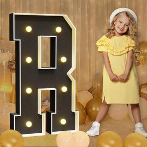 imprsv Marquee Letters Black 3FT: Black Party Decor - Light Up Letter R Large 3 Feet Tall - Party Decorations Letter for Marry Me Wedding Proposal