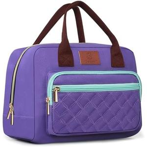 Genteen Lunch Bag Lunch box for Women Girls Teens Insulated Tote LunchBox for Adult Men Reusable Lunch Box with Front Pocket for Work, Picnic or Travel-18 Cans/14 Liters Purple