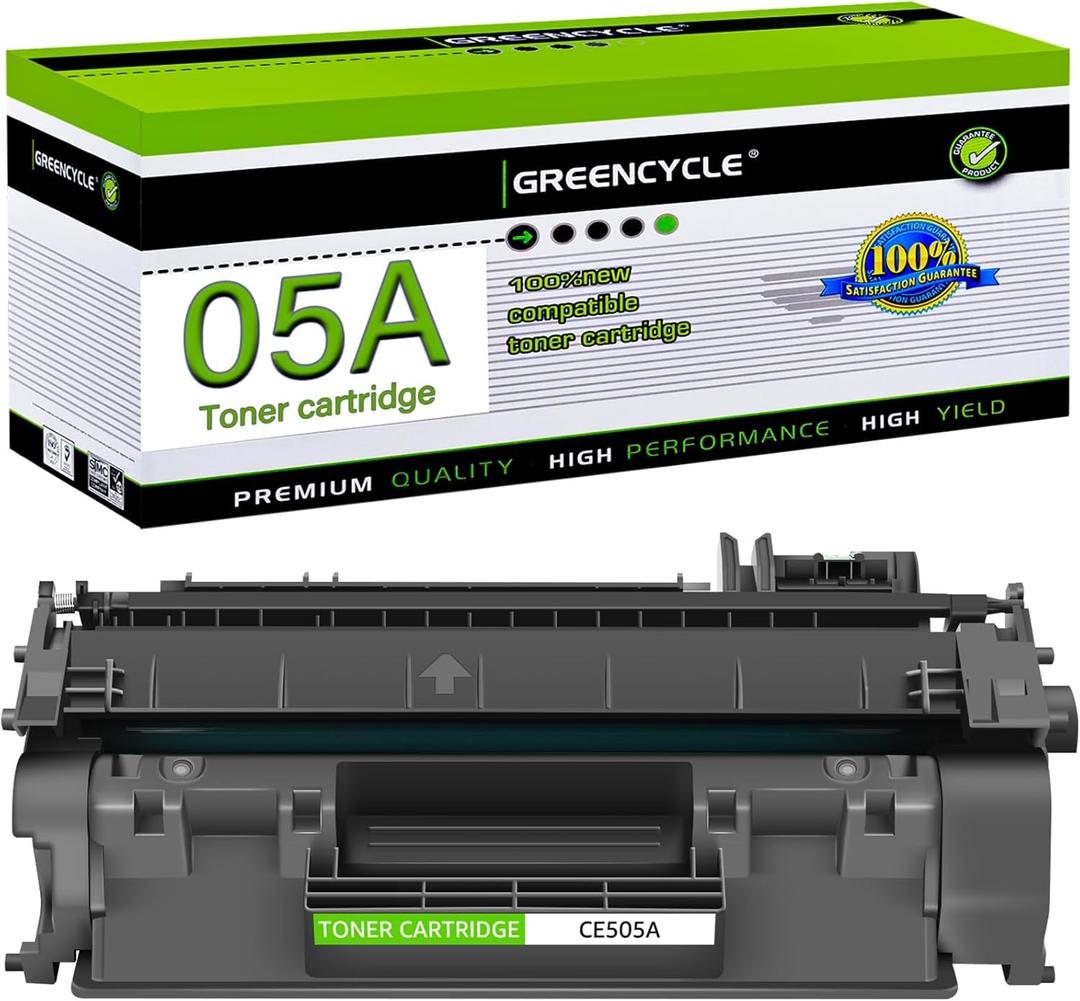 greencycle Compatible Toner Cartridge Replacement for HP 05A CE505A Work with LaserJet P2035 P2035N P2055DN P2030 P2050 P2055D P2055X 2055D Printer (Black, 1-Pack)