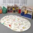 STARUIA Small Kids Rug for Kids Room, 3'x5' Washable Road Rug for Baby Nursery, Non-Slip Car Rugs for Playroom, Tan Traffic Play Mat Soft Fun Rugs for Boys Girls Dorm Toy Room Tent