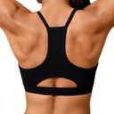 Aoysky Womens Buttery Soft Racerback Sports Bra Padded Strappy Workout Running Yoga Gym Crop Tops with Built in Bras, M