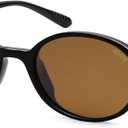 SOJOS Retro Oval Round Polarized Sunglasses Womens Mens, Small Chic Vintage Trendy Sunnies SJ2611 (Black/Brown)