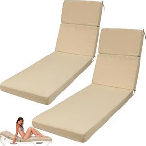2 Pcs Indoor Outdoor Chaise Lounge Cushions Sponge Bench Outdoor Furniture Chaise Cushions Patio Chair Furniture Replacement (Beige)