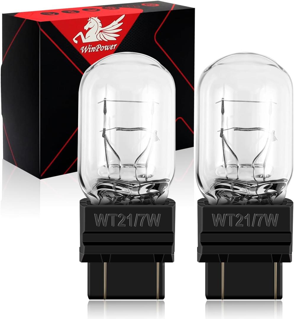 WinPower WT21/7W Halogen Bulbs, 12V Bright Rear Brake Tail Turn Signal Lights Replacement, Pack of 2