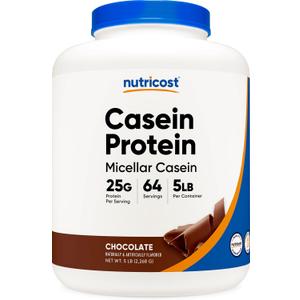 Nutricost Casein Protein Powder 5lb (Chocolate) | Micellar Casein, Gluten Free, GMO-Free