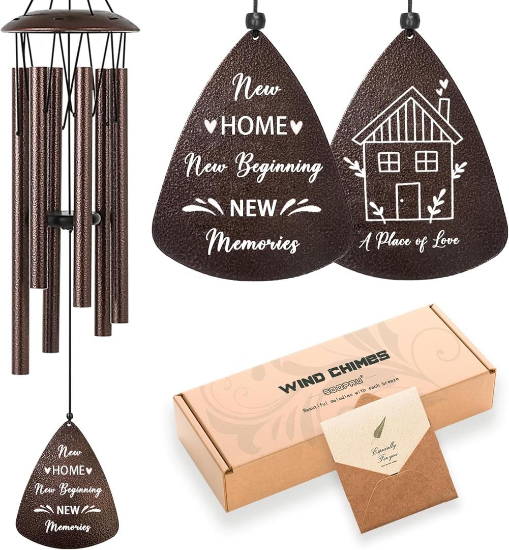 House Warming Gifts New Home, 32" Bronze Wind Chimes Housewarming Gifts, Housewarming Gift Ideas for New Apartment Homeowners Couples Women Men Friends