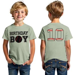 SOFEON Birthday Boy Shirts Boys Baseball T-Shirt 6th 7th 8th 9th 10th Birthday Party Tees Kids Baseball Fan Outfit B-Day Tops