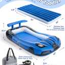 CHERIMOR Inflatable Toddler Travel Bed with Safety Bumpers & 2 Mins Auto Inflation Pump, Portable Toddler Kids Air Mattress with Carry Bag for Home Grandma's Sleepovers Travel Camping, 330lbs Support