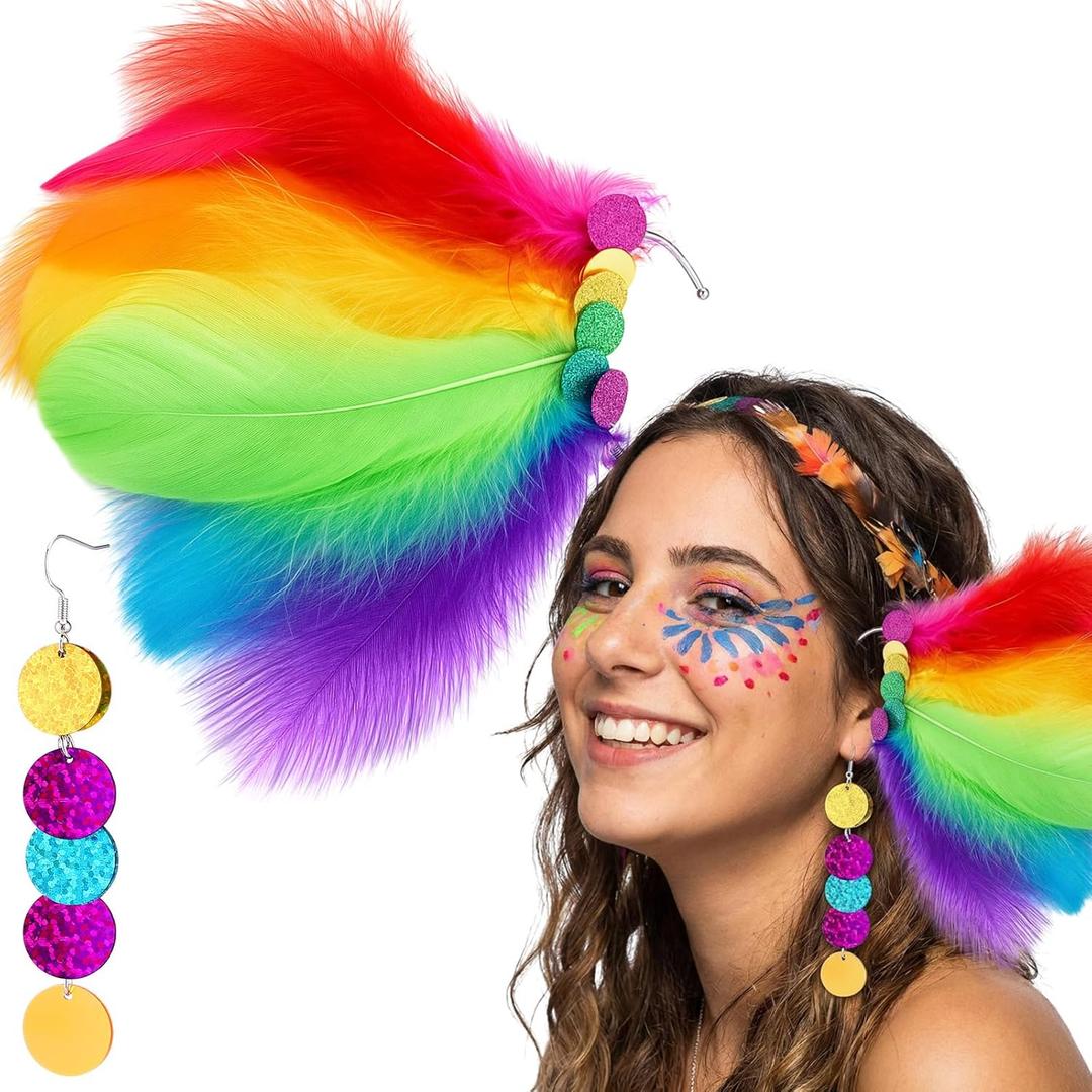Rainbow Earring Set 2026 Pride Month Lgbt Pride Earrings for Gay Lesbian Bisexual Lightweight Feathers Lgbtq Earrings Jewelry Accessories