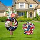 2 Pcs Patriotic 4th of July Yard Sign with Stakes, Red White Blue Cross Lawn Decorations for Outdoor Garden, Independence Day & Memorial Day Decor, USA 250th Anniversary Celebration