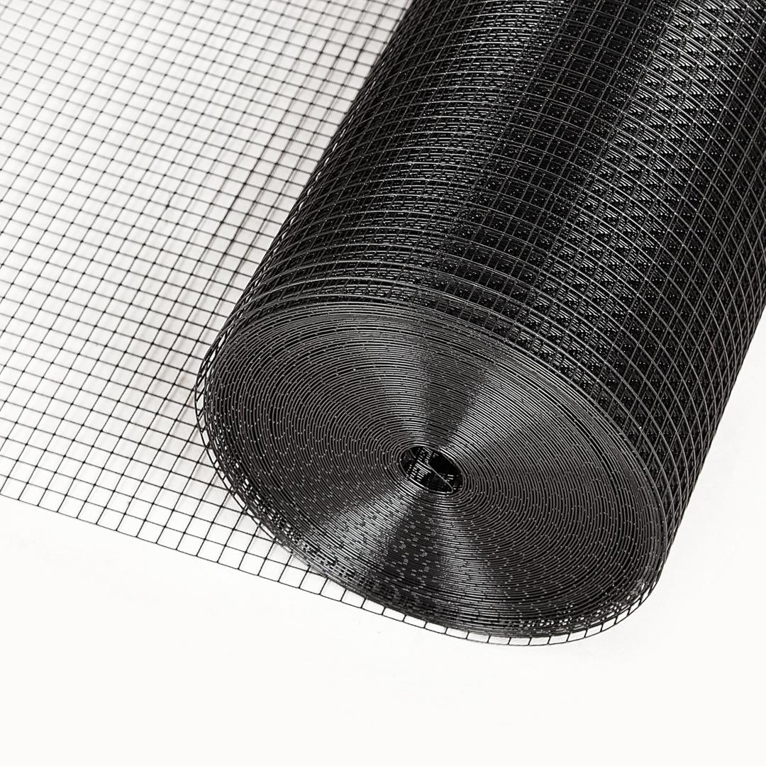 19 Gauge 1/2 inch 24inch50ft Black Hardware Cloth Chicken Wire Fence, Galvanized Steel Vinyl Coated Wire Mesh Roll Supports Poultry Netting Cage Fence Snake,Rabbit Wire