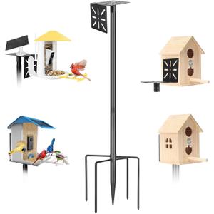 Smart Bird Feeder Pole-Heavy Duty Adjustable 3-6.6ft Universal Birdhouse Stand Mount for Backyard&Outdoor Bird Houses/Cameras (80" Pole)