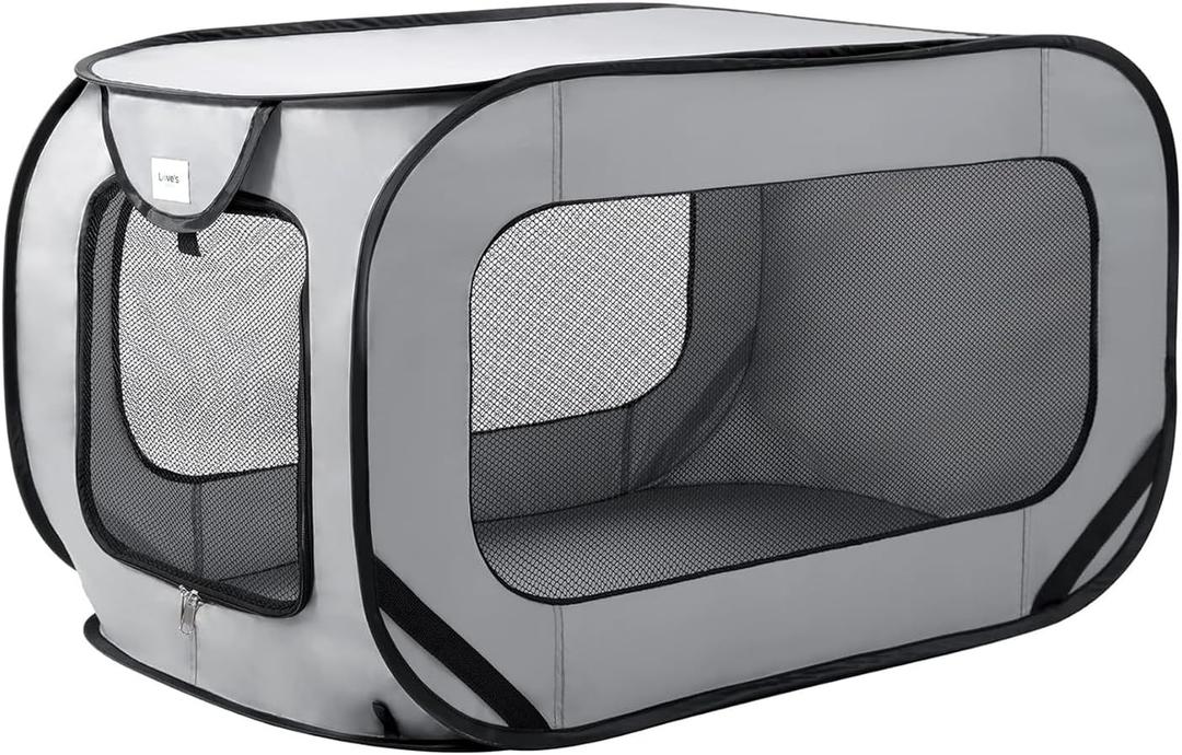 Love's cabin 31.5in Portable Large Dog Bed - Pop Up Dog Kennel, Indoor Outdoor Crate for Pets, Portable Car Seat Kennel, Cat Bed Collection, Grey (31.5"L x 17"W x 17"H)