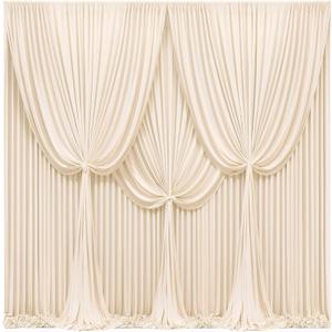 24x10FT Champagne Backdrop Curtains for Wedding Parties, Wrinkle Free Polyester Photography Backdrop Drapes for Wedding Baby Shower Birthday Parties Stage Background Stand Decorations 4x10ft,6 Panels