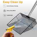 Chicken Poop Scooper, Large Metal Chicken Coop Scoop for Stand with Adjustable Stainless Steel Long Handle, Litter Sifting Shovel for Chicken Coop and Pet Waste Cleaning