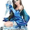 Pacific Giftware 3" Blue Ice Fairy Figurine with Crystal Ball and Frost Accents Small Fairy Statue Perfect for Tabletop Decor and Fantasy Collection