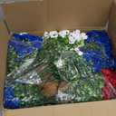 Hananona 2 Set Artificial Outdoor Flowers with Hanging Basket, 2 Hanging Planters with 24 Pcs Patriotic Flowers for Summer Front Porch Patio 4th of July Decor (Red, White, Blue)