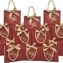 TKSBAG 100 Pack Small Thank You Gift Bags with Handles, 5.5''x 2.5''x4.7'' Mini Red Gift Bags Bulk for Baby Shower, Birthday, Wedding, Party Favors