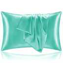 BEDELITE Satin Pillowcase for Hair and Skin, Super Soft and Cooling Similar to Silk Pillow Cases 2 Pack with Envelope Closure, Gift for Women Men(20"x40" King Size, Turquoise)