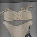 ZAFUL Women's Sexy Tie Spaghetti Strap Bikini Textured O Ring Ruched High Leg Swimsuit Cheeky Bathing Suits, Size 4