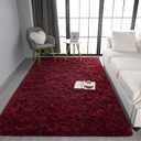 Pettop Fluffy Burgundy Rug for Bedroom Living Room, 4x6 Feet Super Soft Shaggy Plush Fuzzy Rugs for Girls Kids Boys, Non-Slip and Washable Rug for Nursery Classroom, Carpet for Rooms Decor
