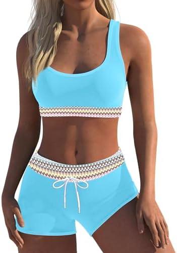 Wenly zeng Womens Sport Two Piece Swimsuits Racerback Tops Boyshort Bottom M